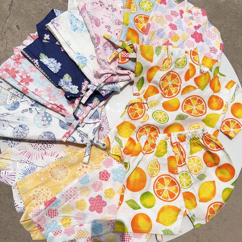 日本客供面料甚平浴衣纯棉樱花和服家居服女孩汗蒸轻薄空调夏睡衣