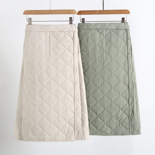 原单日式秋冬长款一片式棉裙可调节夹棉半身家居裙办公室绒护腿