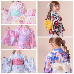 日本儿童和服浴衣腰带小女生腰封百褶皱兵儿带花朵蝴蝶结手打软带