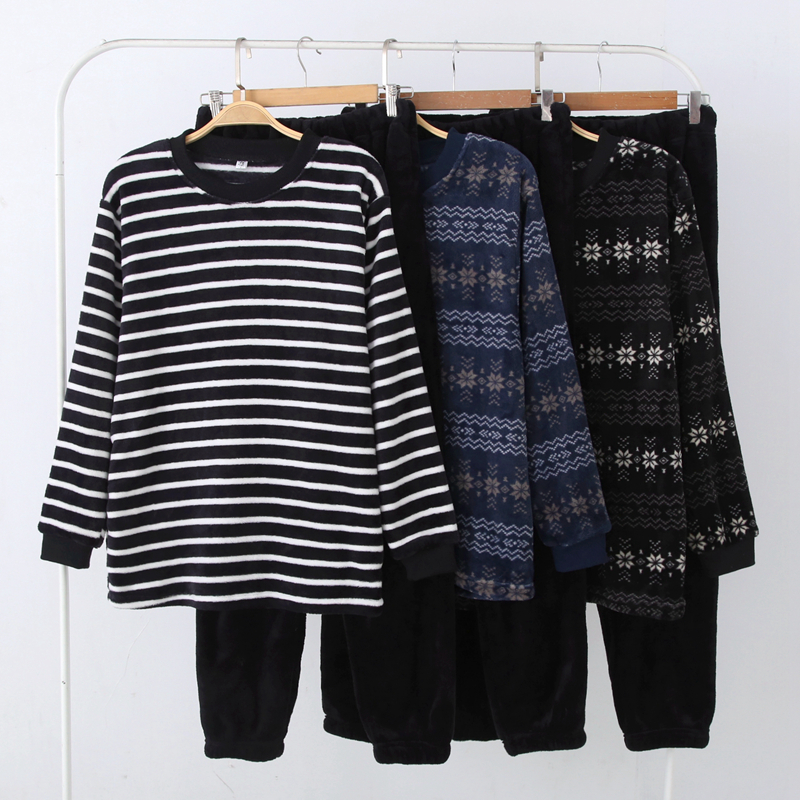 原单雪花束口珊瑚绒运动家居睡衣