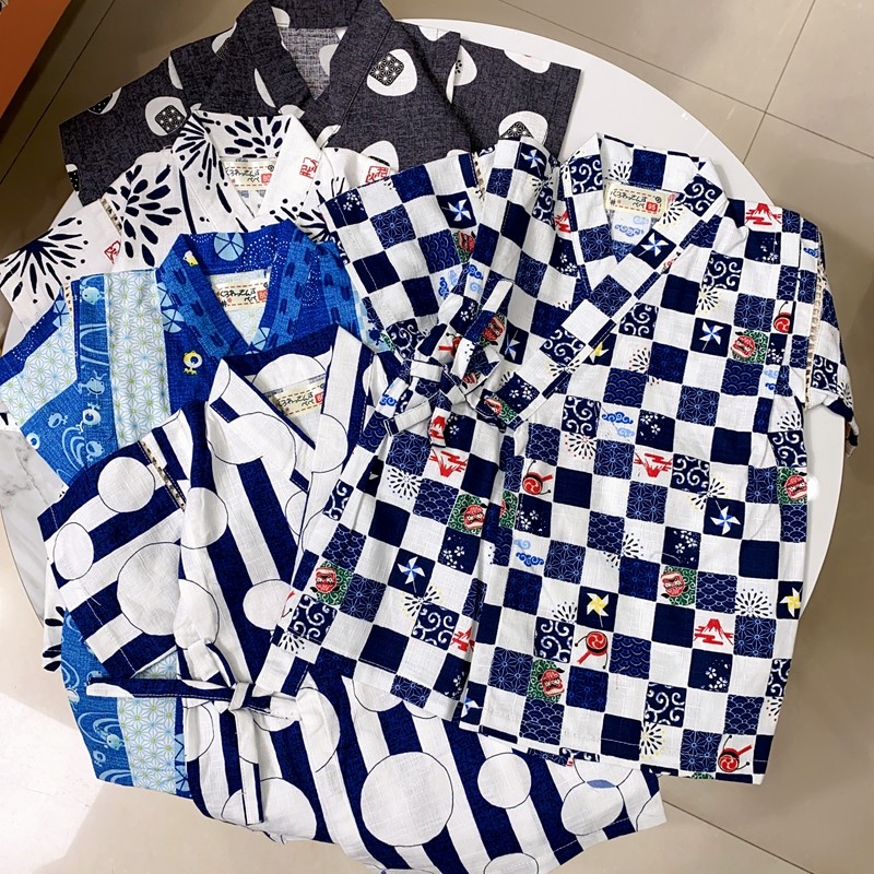 ac日本余单夏男宝中小童甚平竹节棉日式和服浴衣单上衣和尚服新花