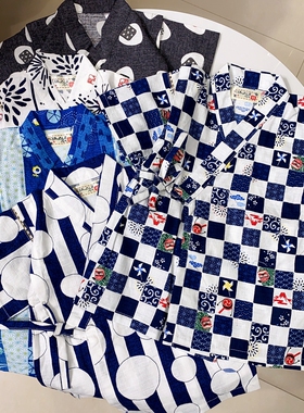 ac日本余单夏男宝中小童甚平竹节棉日式和服浴衣单上衣和尚服新花
