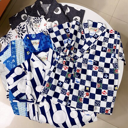 ac日本余单夏男宝中小童甚平竹节棉日式和服浴衣单上衣和尚服新花