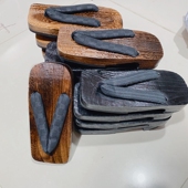 居家木鞋 日本式 人拖 人字木拖鞋 男夏季 烧桐木木屐男款 cosplay拖鞋