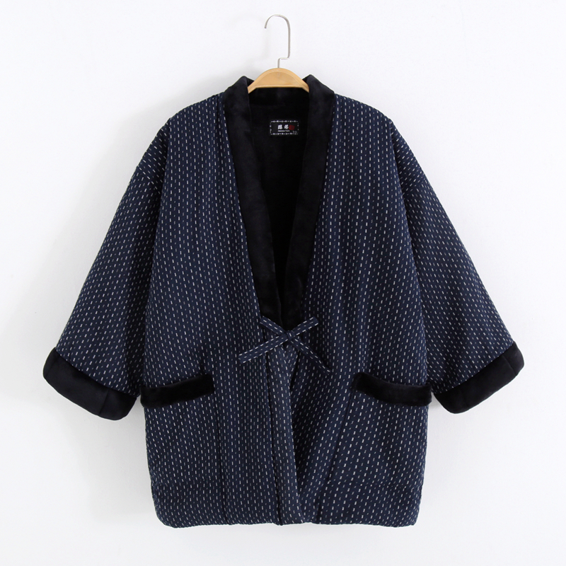 日单和服日式加厚保暖绒半缠系带