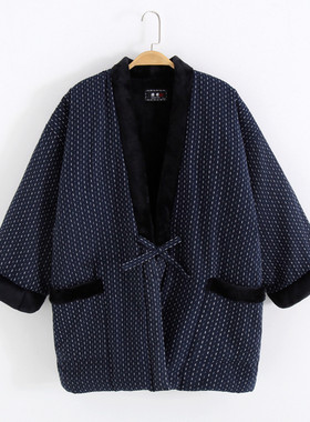 日单和服日式加厚保暖绒半缠系带