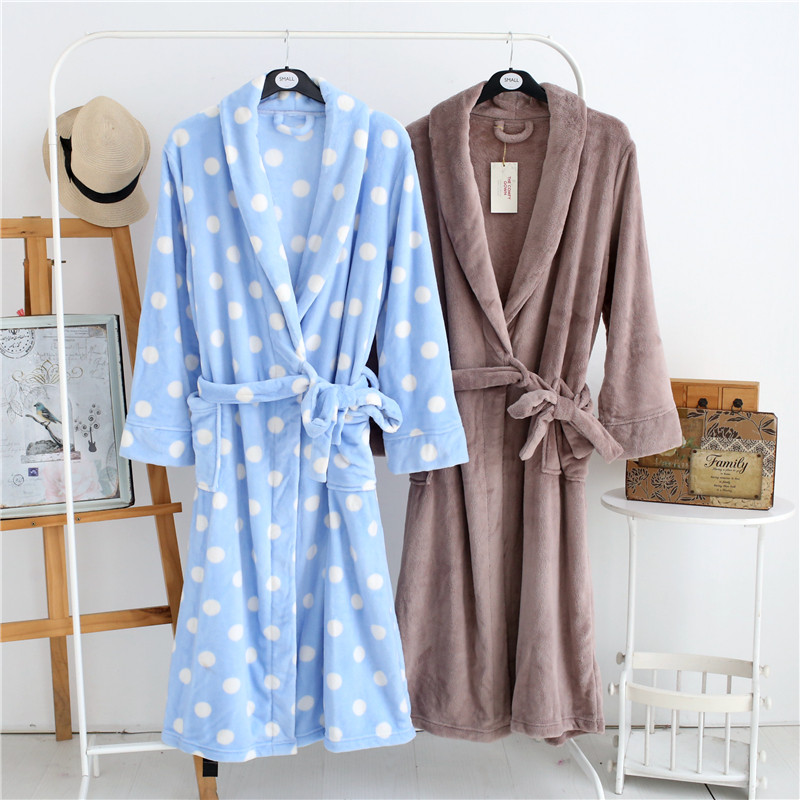 包邮原单欧版男女情侣加厚法兰绒睡袍 珊瑚绒睡袍家居服睡衣浴袍