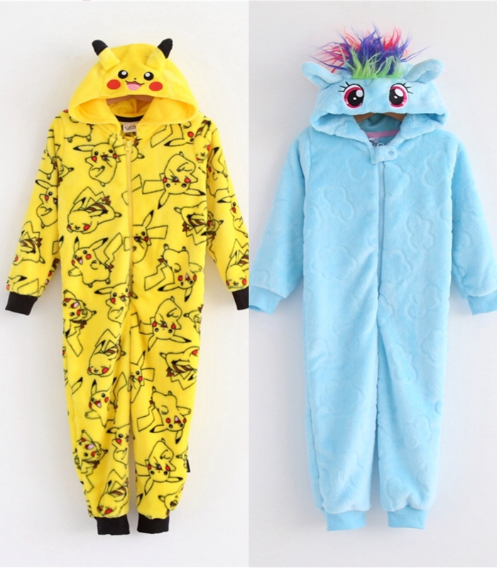 欧美男女童皮丘小马有帽连体睡衣
