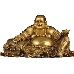 黄铜弥勒佛摆件大号笑口常开大肚佛笑佛布袋佛寺庙供奉客厅装饰品