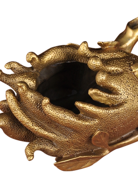 全铜佛手烟灰缸摆件铜烟缸创意摆设家居客厅茶几收藏装饰工艺品