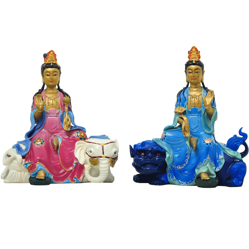 文殊彩绘普萨华严三圣寺庙工艺品
