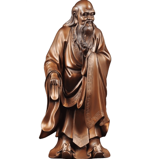 紫铜老子摆件道德天尊圣人老子铜像老聃道祖家居客厅电视柜装饰品