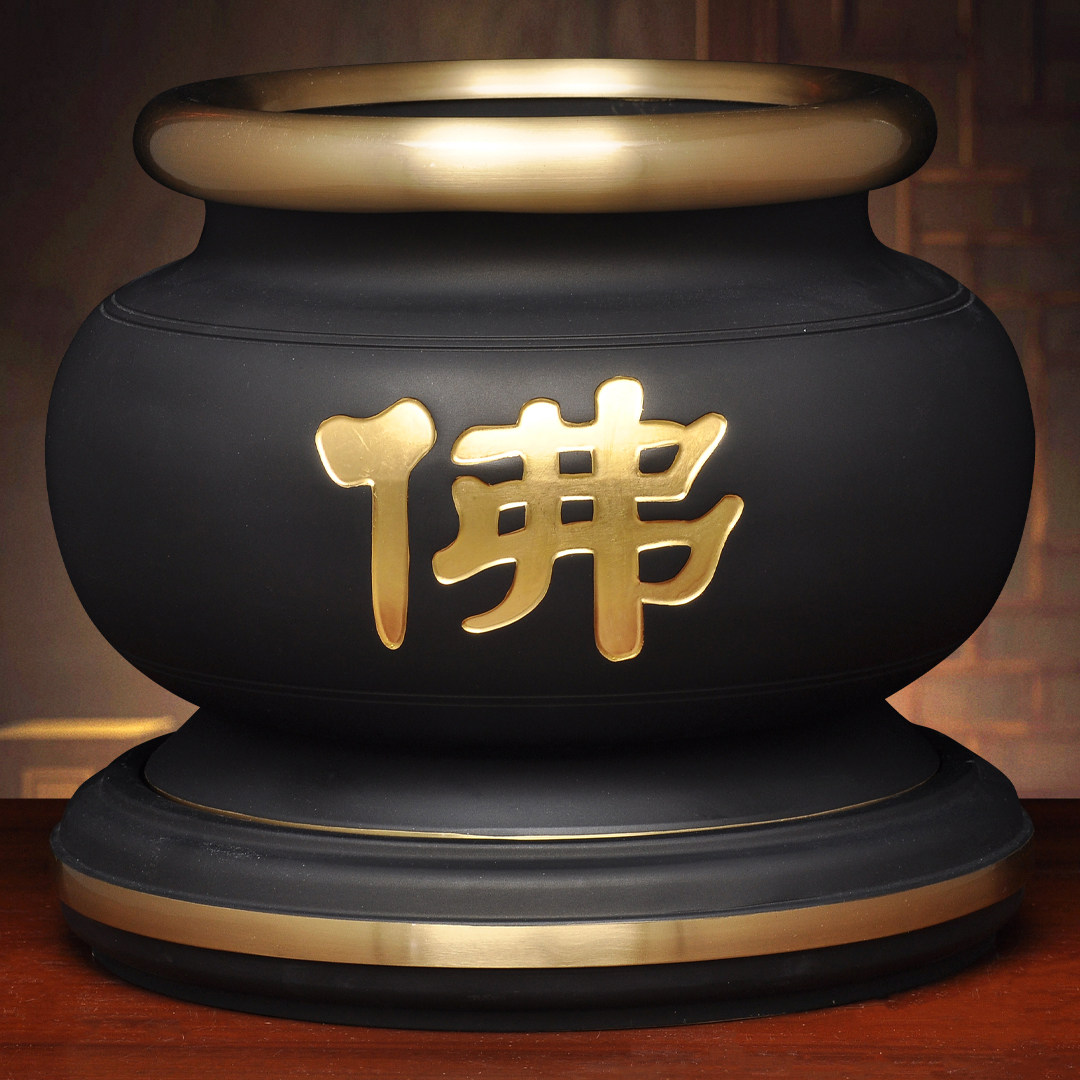 纯铜古铜黑金佛字香炉特大号家用寺庙佛前供奉烧香插香线香檀香炉
