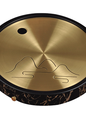 全铜大富山图茶盘带盖客厅