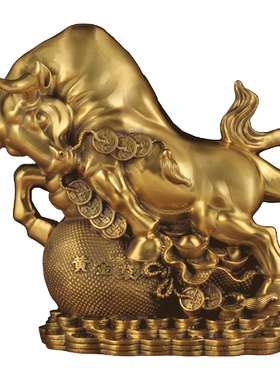 铜牛冲天摆件招财生肖客厅