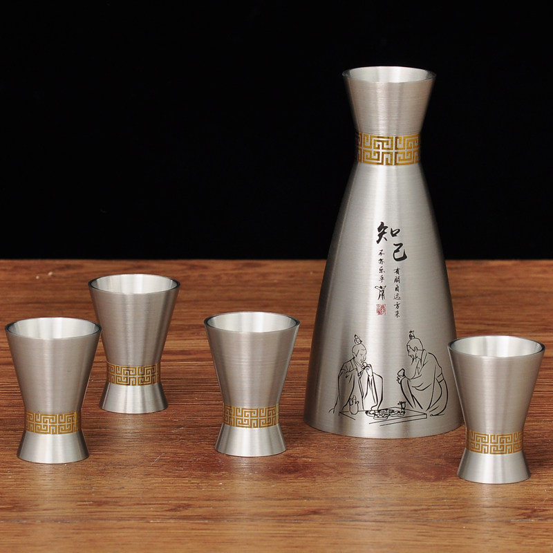 纯锡酒杯酒壶套装分酒器锡制中式倒酒壶高档工艺品礼盒装商务礼品