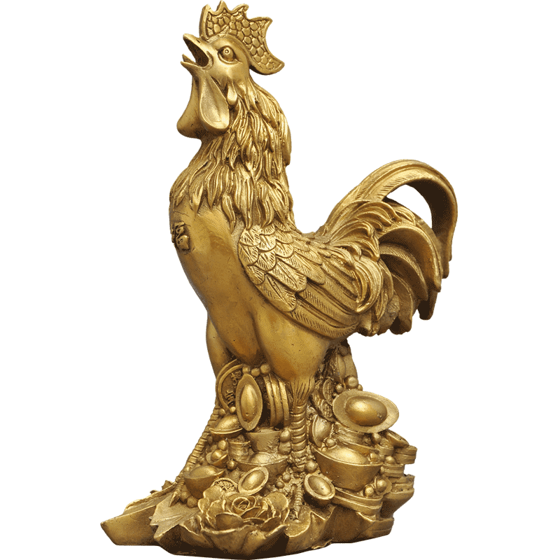 黄铜吉祥物金鸡婚外情烂桃花摆件
