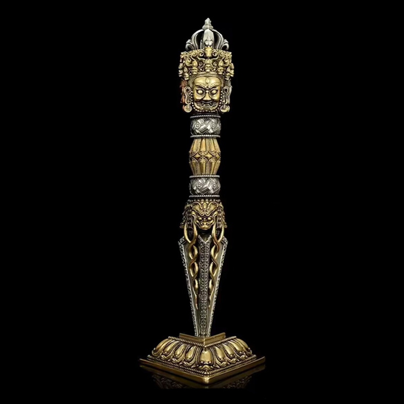 黄铜三面普巴金刚摆件降魔