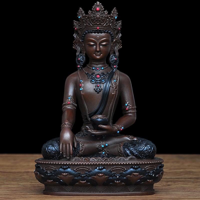 黄铜凤冠释迦牟尼佛像摆件大日如来佛堂客厅居家摆件密宗佛工艺品