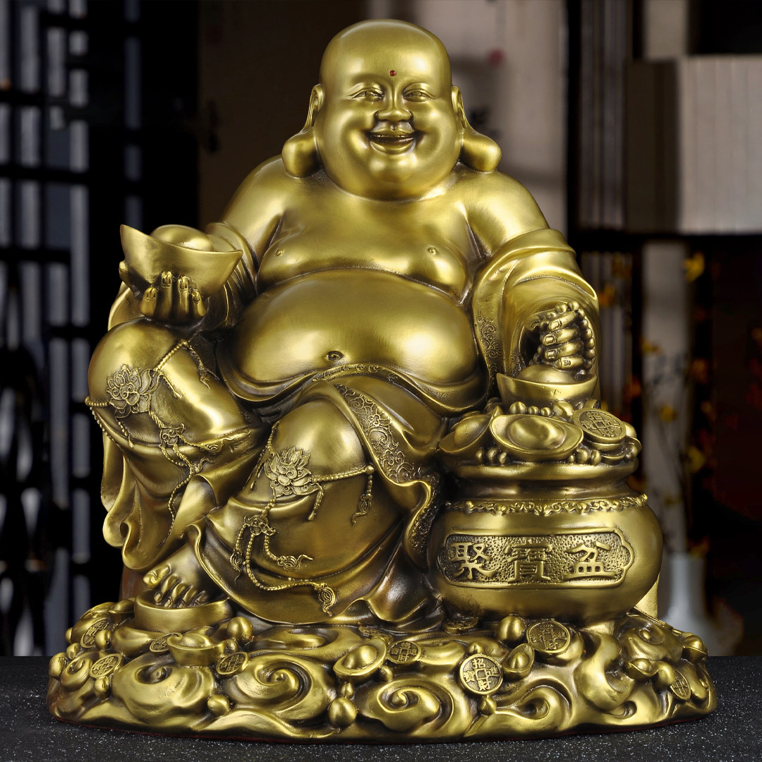 黄铜弥勒佛摆件招财大肚笑佛