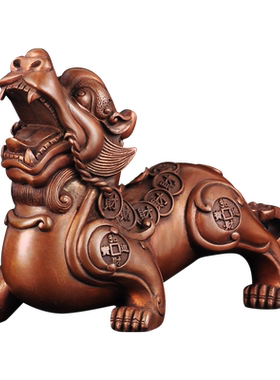 紫铜招财貔貅一对摆件风水客厅