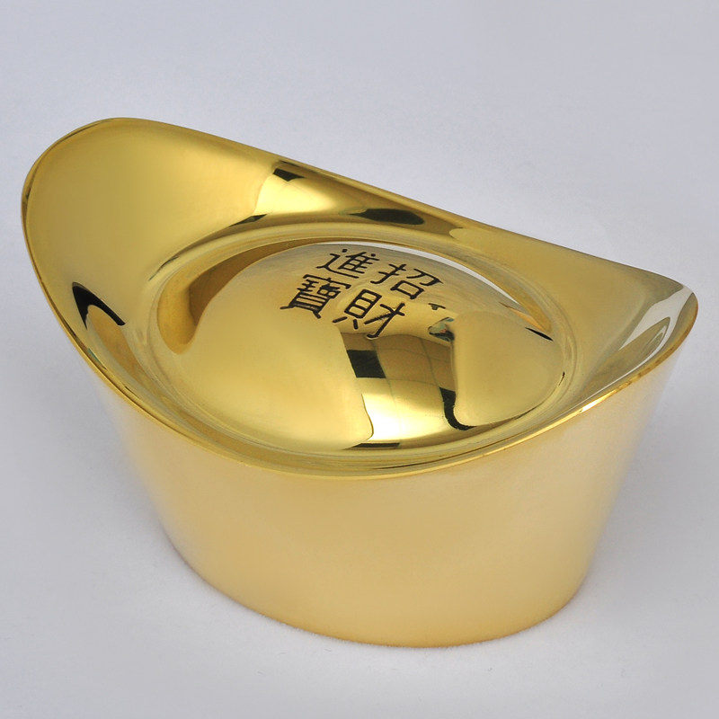 铜元宝摆件大小号招财黄铜金元宝供奉财神家居装饰收银台开业礼品