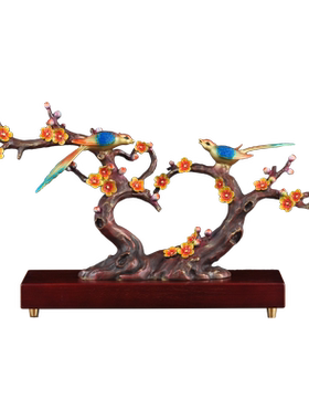 双喜临门彩铜摆件送新人客厅