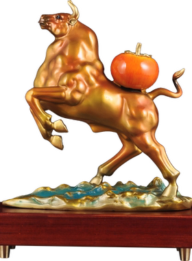 彩铜牛气冲天牛摆件运势如牛家居客厅电视柜办公室装饰品商务礼品