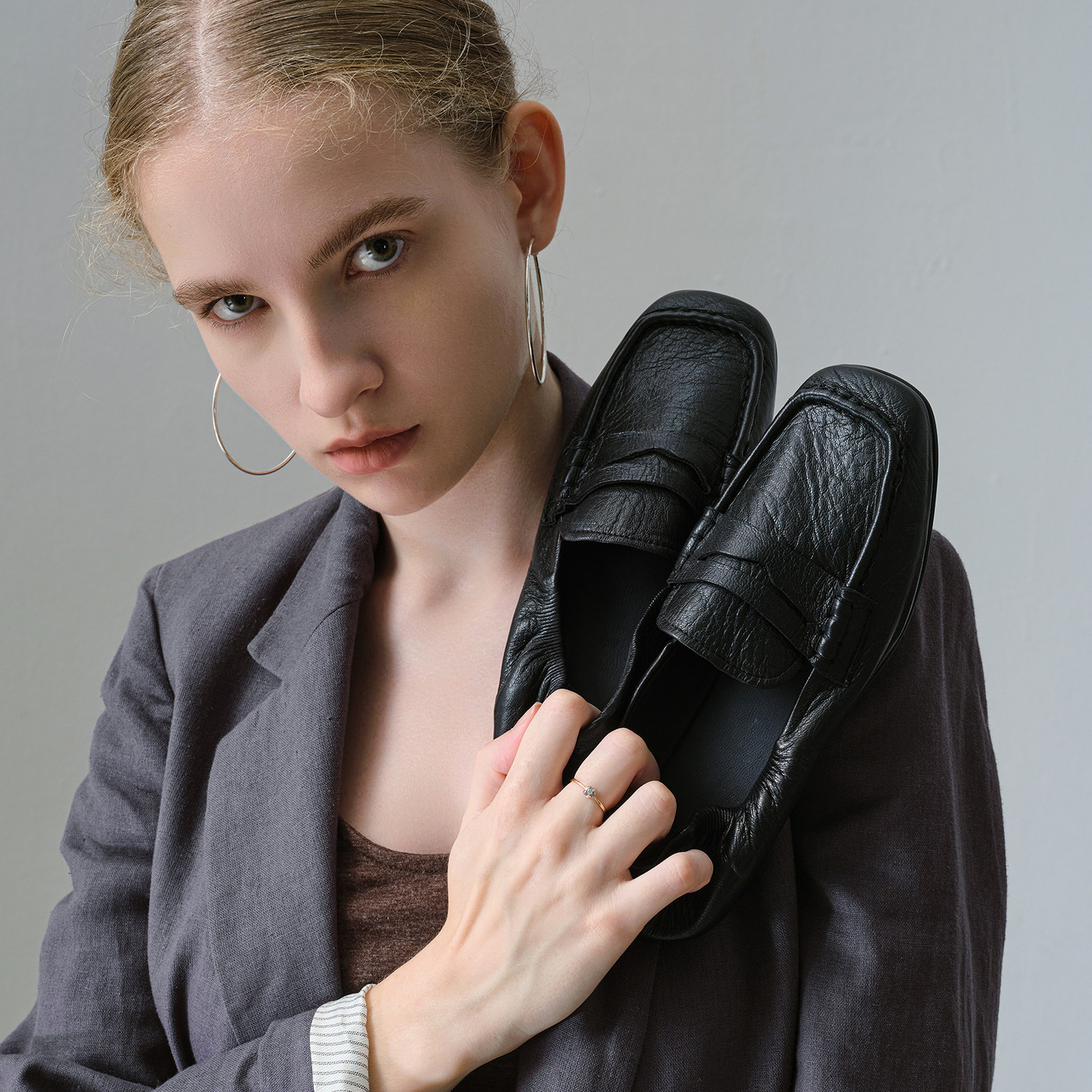 超软羊皮舒适方头乐福鞋女一脚蹬松紧带百搭老钱风平底单鞋手工鞋,女鞋,乐福鞋（豆豆鞋）,淘宝优惠券,粉丝福利购,淘宝优惠卷