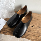 乐福鞋 欧美头层牛皮 女 可踩跟单鞋 猪蹄鞋 tabi分趾鞋 一脚蹬小皮鞋