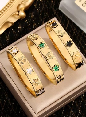 贝母个性时尚花钛钢手镯小众