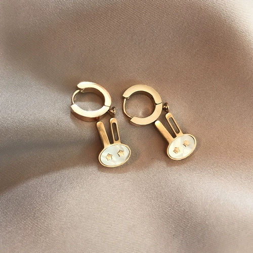 Милые золотые серьги из нержавеющей стали, легкий роскошный стиль, европейский стиль, розовое золото, в корейском стиле