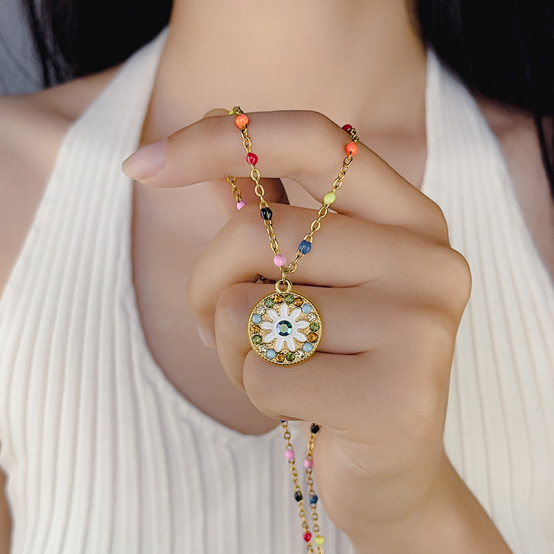 波西米亚法式珐琅工艺项链女