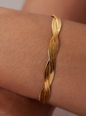 欧拉拉小众设计金色鳞片手链女轻奢高级感百搭时尚手镯