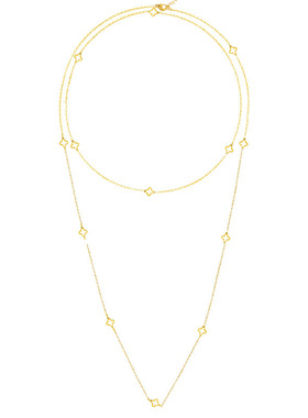 黄金四叶草双层项链女士细链条叠戴颈链