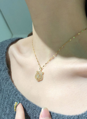 本命年饰品项链女孩礼品2022虎年老虎钛钢项链女轻奢小众设计感