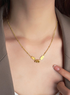 2025年新款闺蜜项链女锁骨链钛钢小众设计感双鱼圆珠吊坠饰品颈链