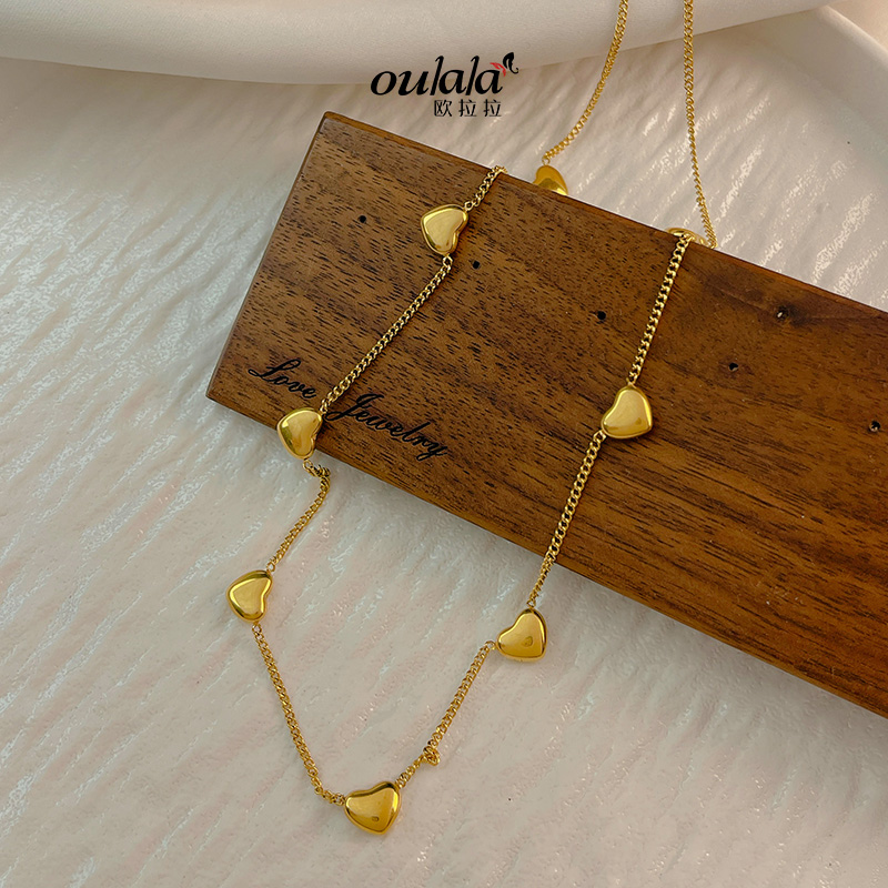 小众爱心电镀18k真金项链女