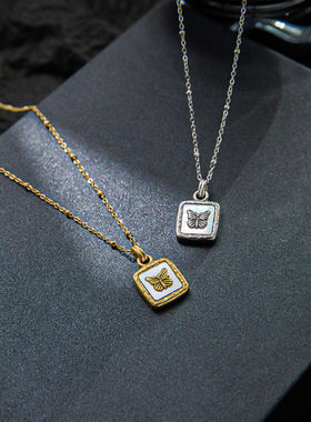 方形蝴蝶项链新款项链女轻奢简约高级感百搭小众设计感锁骨链