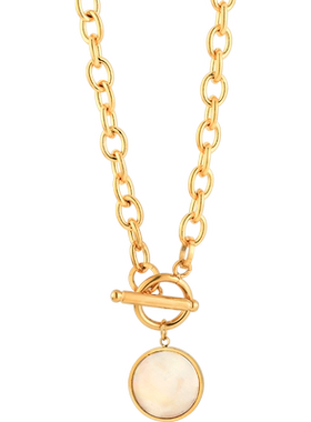 天然贝壳片高级感项链女锁骨链嘻哈风颈链轻奢气质钛钢欧美饰品