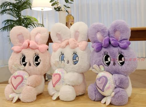 Estherbunny毛绒抱糖果白兔公仔