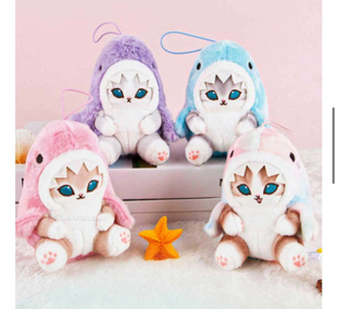 韩国正品 Mofusand 鲨鱼猫可爱毛绒公仔玩偶娃娃挂件