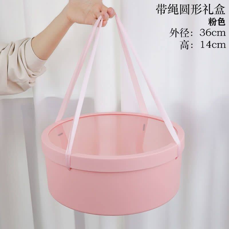 玫瑰花毯包装盒手提式防水圆形礼盒透明鲜花玫瑰花花束礼盒水果礼