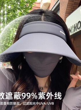 夏季双面冰丝空顶防晒帽女遮阳防