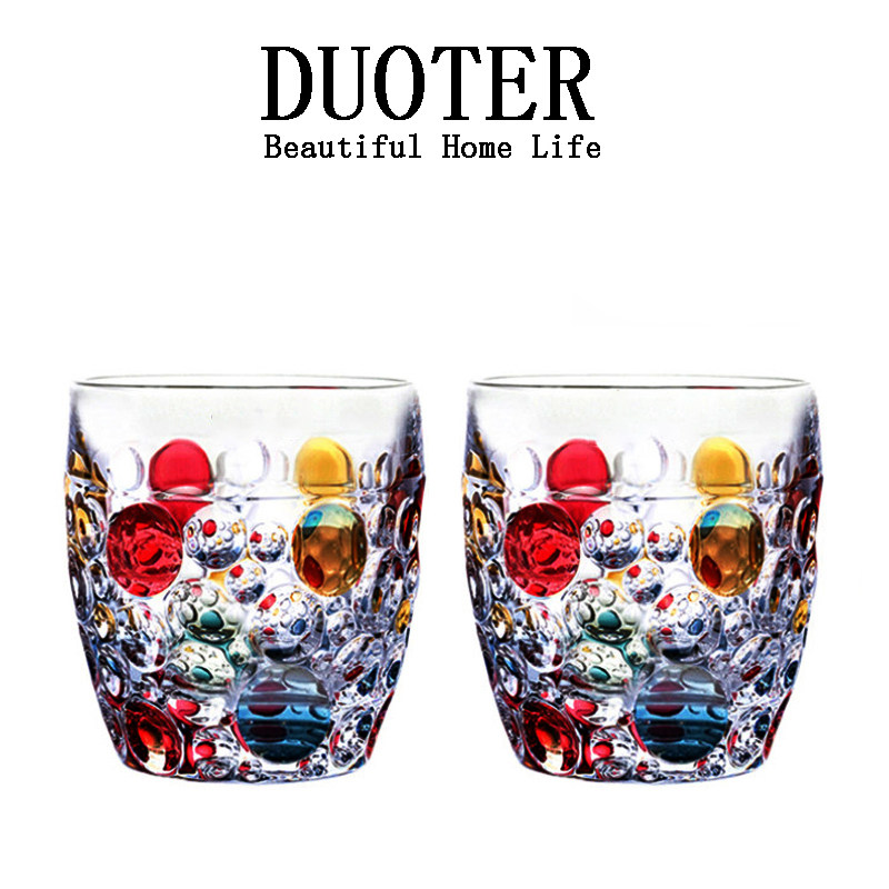 欧式加厚水晶玻璃创意个性彩色威士忌杯洋酒杯果汁杯家用水杯茶杯