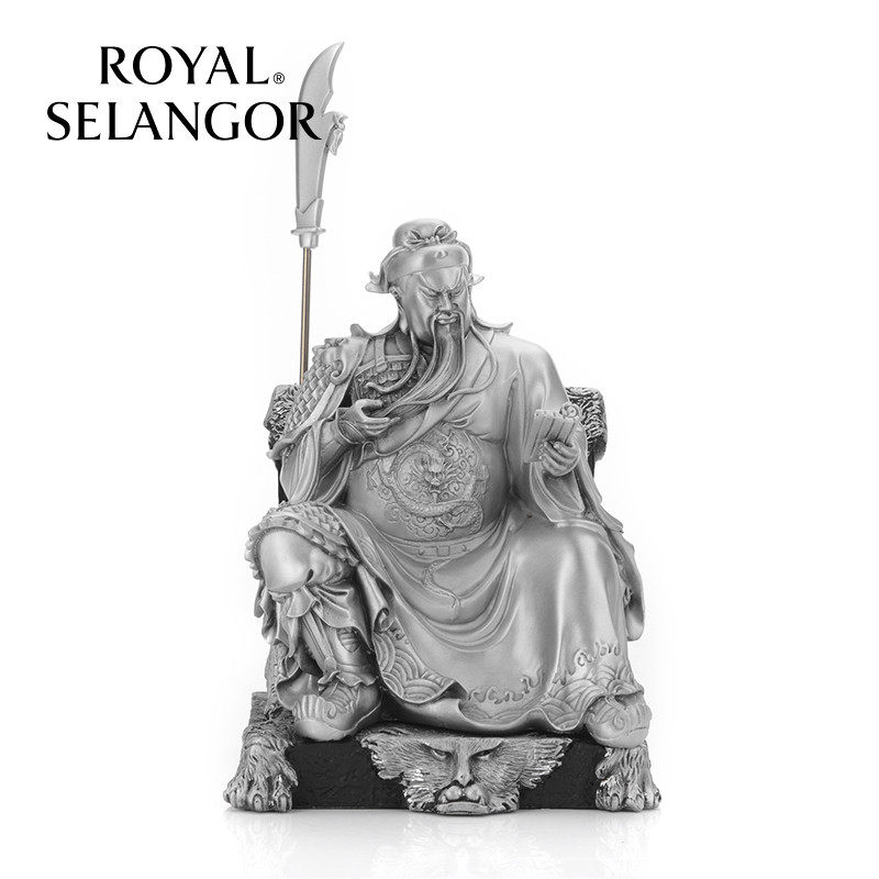 进口皇家雪兰莪关公像摆件关二爷关羽武财神雕像请关公像供奉招财