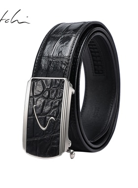 沙驰皮带男士真皮自动扣高档鳄鱼皮2026新款奢侈品内穿式腰带礼盒