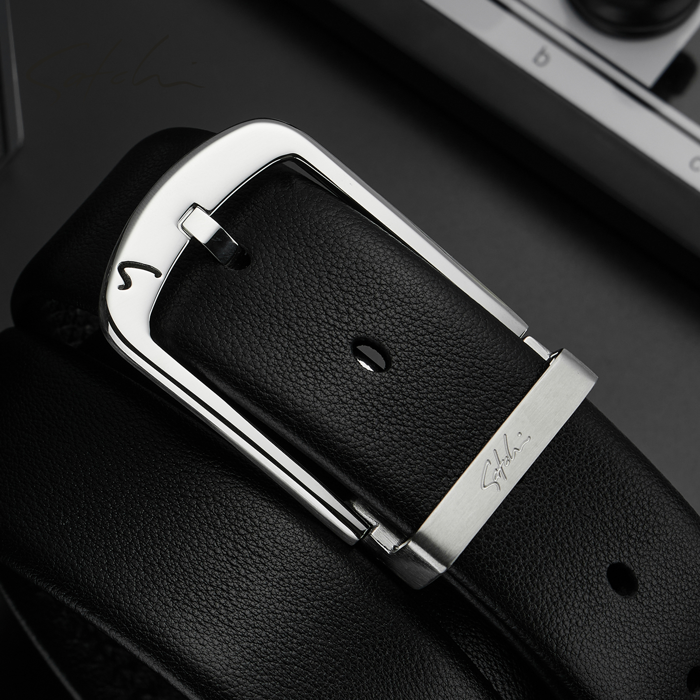 沙驰奢侈品牌头层牛皮男皮带真皮腰带2025新款不锈钢针扣休闲裤带