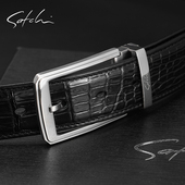 沙驰皮带男真皮商务大气不锈钢裤 带2026新款 高端鳄鱼皮针扣腰带