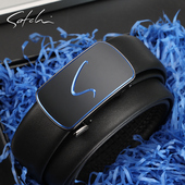 腰带头层牛皮裤 商务内穿式 带 真皮自动扣新款 沙驰皮带男士